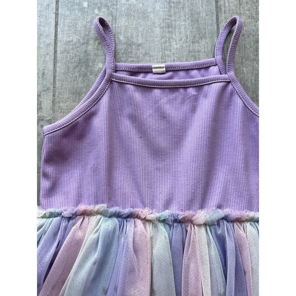 Summer Sundress Sleeveless Rainbow Tutu Tulle Twirl Casual Party Princess 6-7